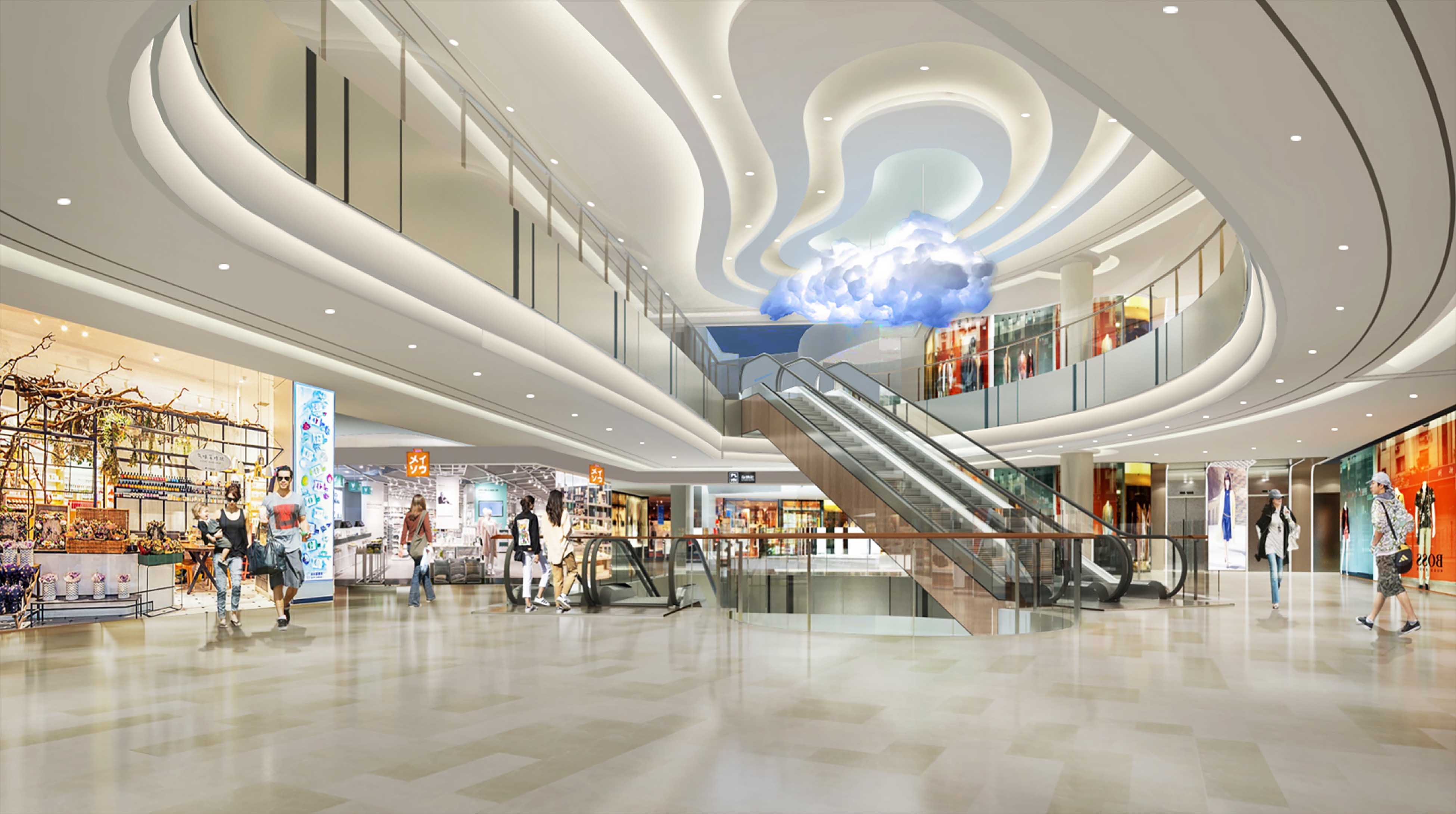 Lighting design of large shopping malls